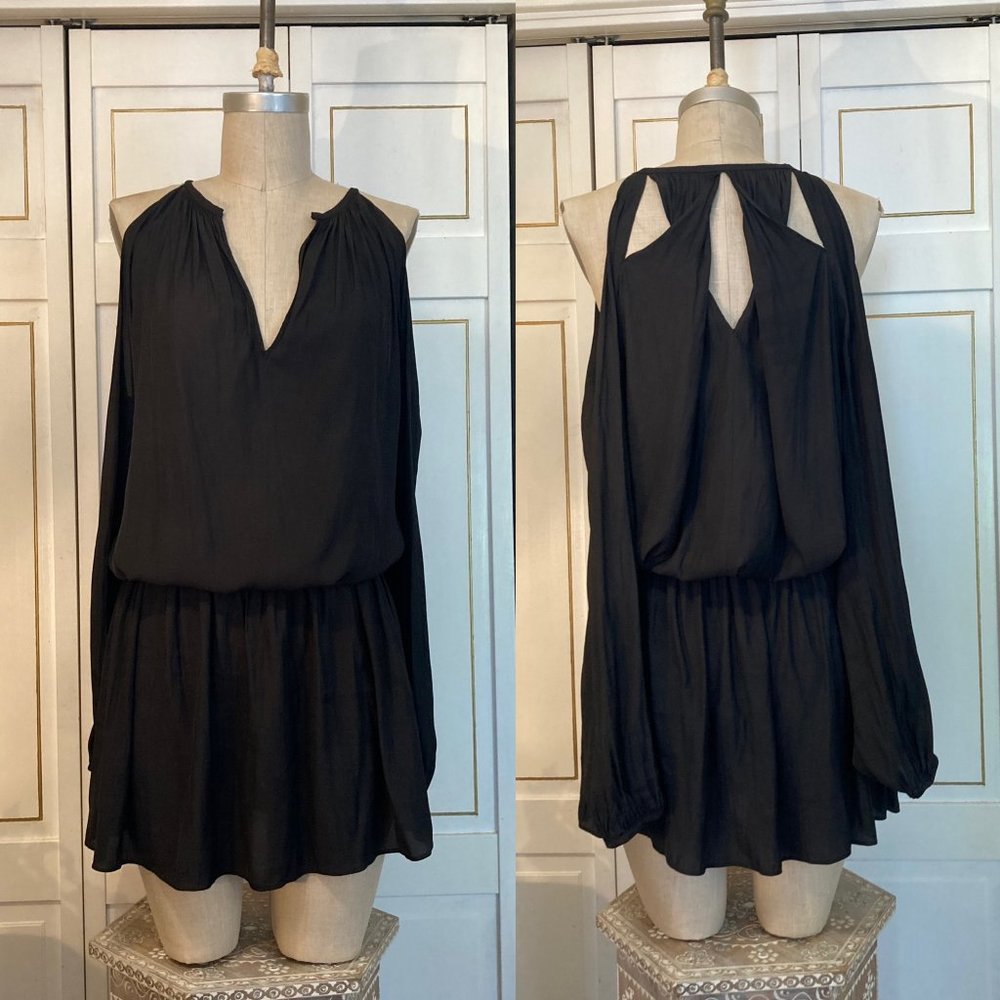Womens Ramsey Brook Black lightweight dress with cut out sleeve/  detail, size L